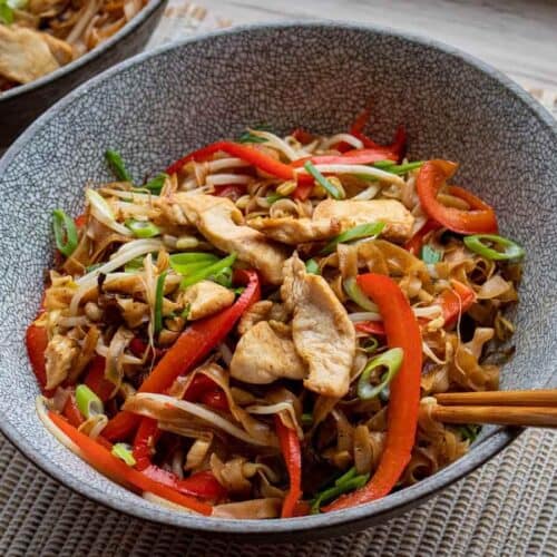 Rijstnoedels met Kip (Chow Fun)