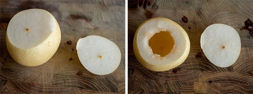 Nashi peer uithollen voor Koreaanse Stoofperen